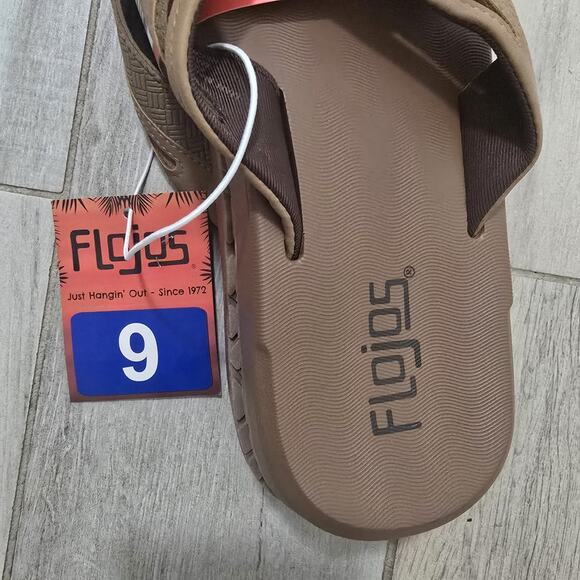 Flojos Men's Flip Flop Sandals, Tan, Size 9 Memory Foam Thong Comfort Shoe NEW - Picture 8 of 9